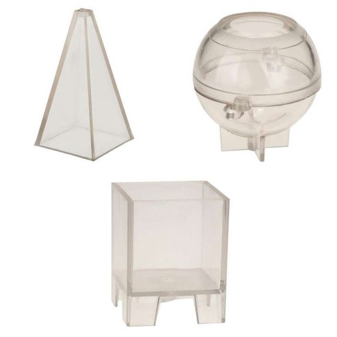 팩 3 플라스틱 피라미드 구 사각형 모양의 촛불 금형 diy 향기로운 촛불 홈 웨딩 장식 양초 모델, 멀티 Szie, 투명