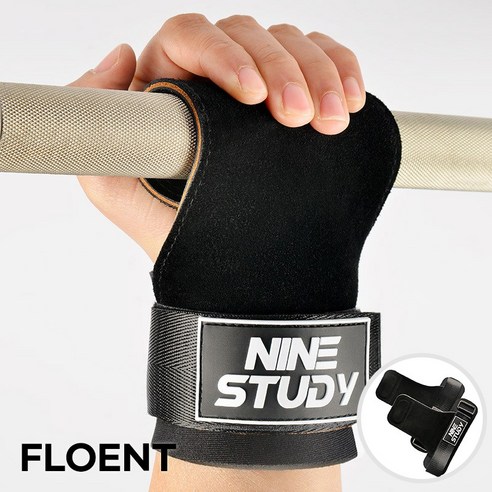 플로엔트 헬스 스트랩 손목 파워 리프팅 좌우세트, 1세트, 블랙(Black)