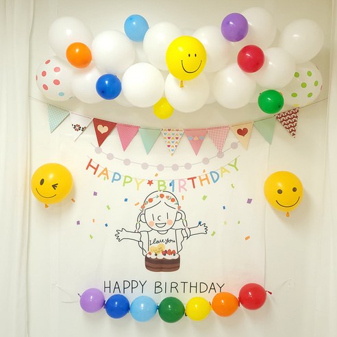뭉게구름 풍선 가랜더 패키지 / 연인 가족 생일 파티 기념일, 뭉게구름 꼬마공주