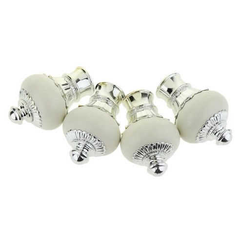 4pcs 장식적인 우아한 디자인 창 커튼 막대 끝 Drapery 레일 폴 헤드 캡 28mm 내부 직경, 우유 화이트, 금속