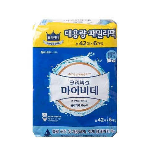 크리넥스 마이비데 클린케어 아쿠아 42매x6입 1개
