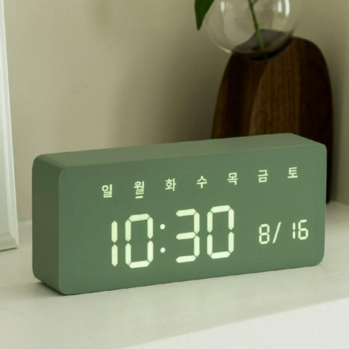 플라이토 데이즈 인테리어 LED 탁상시계, 카키
