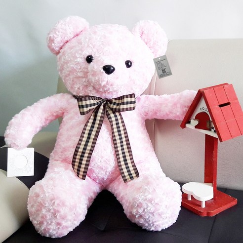 아트코리아 러브 리본베어 왕 봉제인형, 100cm, 핑크, 1개