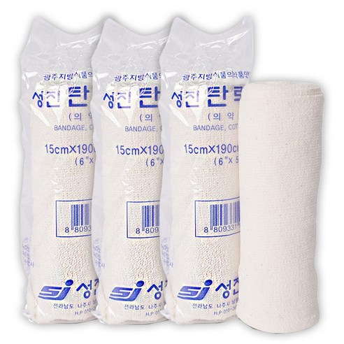성진 탄력붕대 15cm (6in) x 3개 압박붕대 특대형, 1세트, 3봉