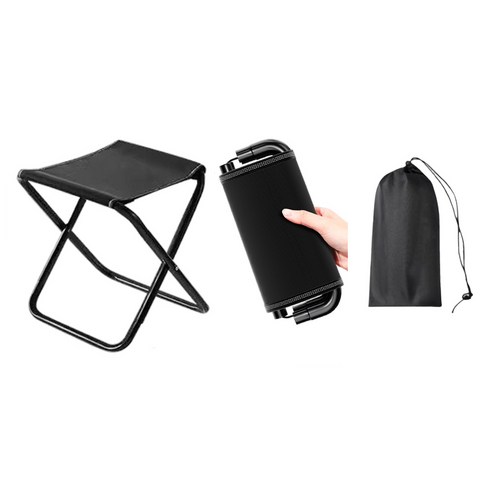 앙플러스 한손에 쏙 초경량 접이식 의자, 1세트, 블랙
