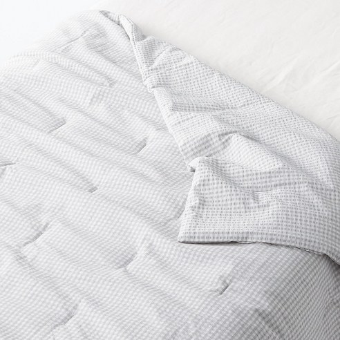 무인양품 MUJI 면 서커 얇은 이불, 그레이 체크