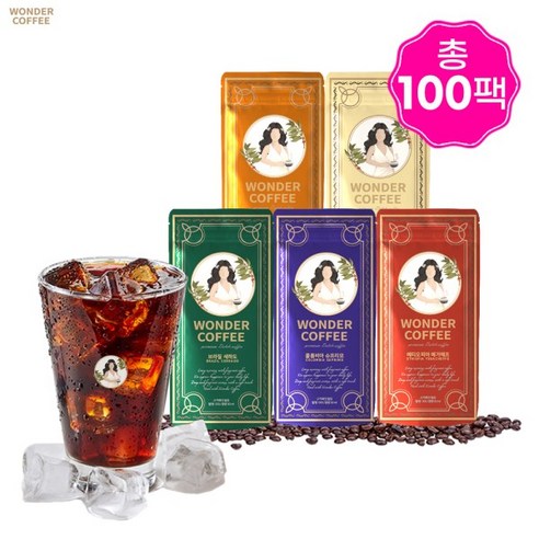[원더커피] 더치커피 5종원두 혼합100팩, 30ml, 1개입, 100개