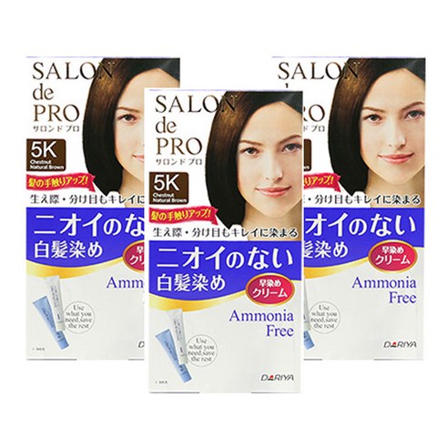 다리야 살롱드프로무향료헤어칼라 부분염색약 여성용3개세트 밝은 새치염색 새치커버 흰머리염색 일본염색약, 1개, 5K