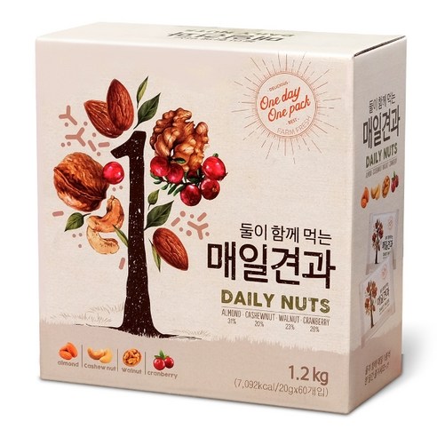 둘이함께 먹는 매일견과 20g 60개