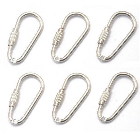 6 Pcs 스틸 스크류 잠금 Carabiner 열쇠 고리 걸쇠, 유니섹스, 스테인레스 스틸