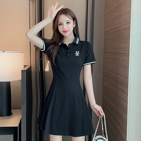 캐주얼 카라 반팔 빅사이즈 테니스 원피스 여름 여성 골프 미니