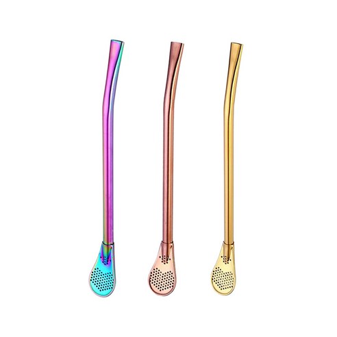 스테인리스 빨판 교반기 커피 숟가락 티스푼 빛깔의, 다채로운 골드 로즈 골드, 17.7x2.1cm, 스테인레스 스틸