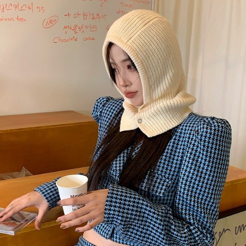 [Bahn 5컬러] 쥬디 똑딱이 바라클라바, 프리사이즈, 아이보리