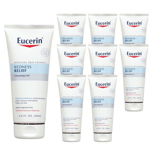 유세린 레드니스 릴리프 클렌징 젤 센서티브 비저블리 레드 스킨, 200ml, 9개입