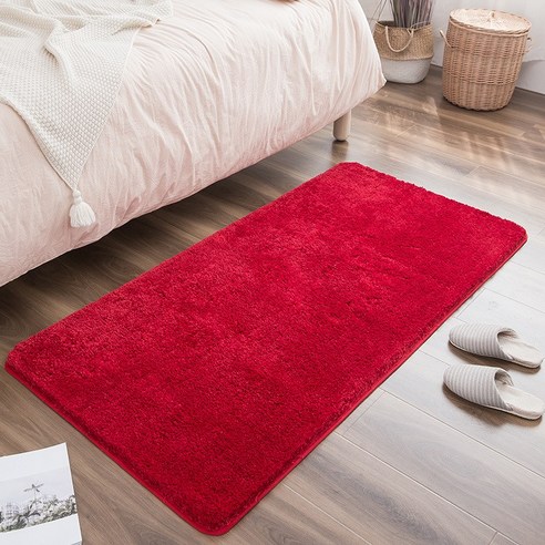 침실 카펫 침대 옆 카펫 미끄럼 방지 패드, 진홍색