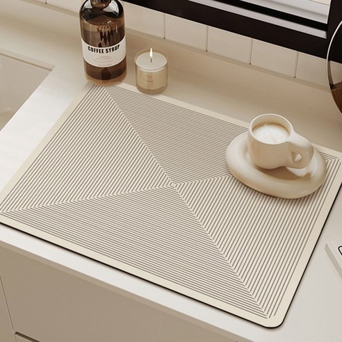 아이엔엠디 꽃무늬 심플 라인 주방 매트 규조토 설거지 건조 건조대, H. (40cmx50cm)