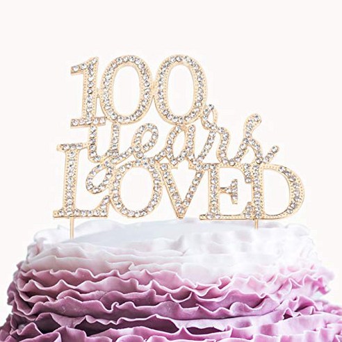 100 Years Loved Crystal Cake Topper For 100 Years Birthday Or 100th Wedding Anniversary Rhinestone M, 1개