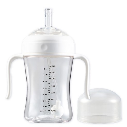 키도러블 유아용 흘림방지 자기주도 빨대컵, 화이트, 1개, 240ml