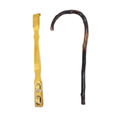 어깨 안마기 지팡이 지압기 + 효자손, 효자손 안마기+ 지팡이 지압기, 브라운, 1세트