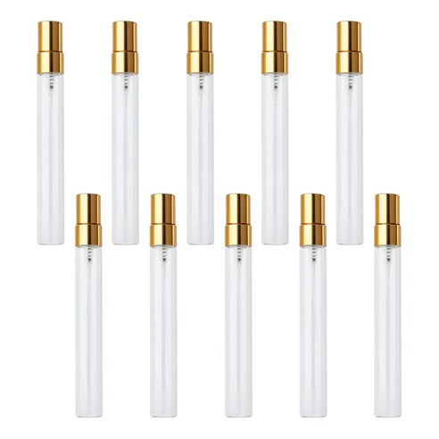27리빙 간편한 충전 휴대용 향수 공병 15ml, 투명 골드, 10개