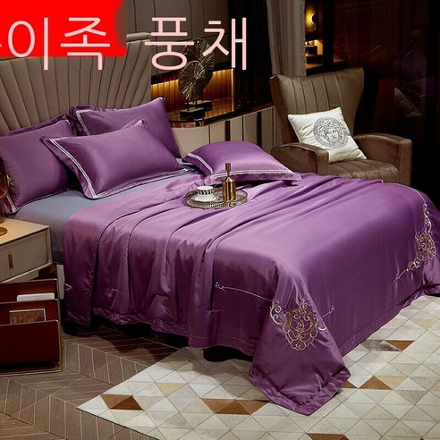 이인풍 여름이불 순색 심플한 북유럽풍 여름이불 물세탁 얼음자수 에어컨 이불 싱글.m. 미샤 얇은 이불 가정용 판다 연근 *cm 단하 이불, 매족자색