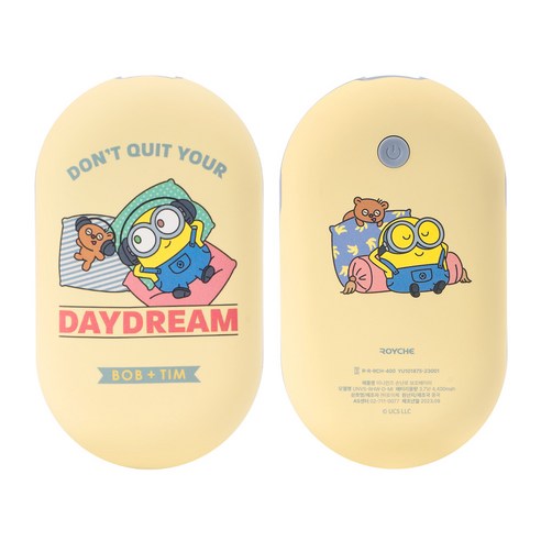 로이체 미니언즈 캐릭터 휴대용 충전식 손난로 보조배터리 UNVS-RHW-D-MI, 미니언즈 / UNVS-RHW-D-MI