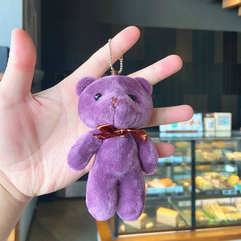 벨벳 귀염둥이 곰돌이 인형 책가방 액세서리 열쇠사슬 액세서리 연체곰 작은 선물 열쇠고리, 애기곰
