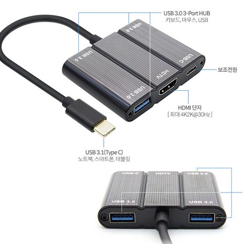 마이크로소프트 서피스고(Go) Type C to HDMI 컨버터/허브/USB3.0, FW700 HDMI컨버터