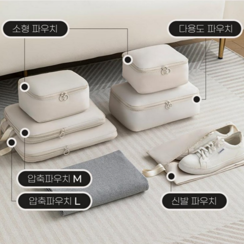 여행 필수품을 정리하고 공간을 절약하는 리베이라의 튼튼하고 편리한 압축 파우치
