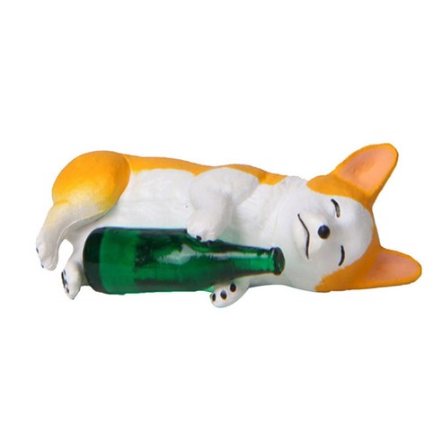 미니어처 공예 Corgi Huskie 개 인형 인형 집 장식 분재 장식, 녹색 병 Corgi, 4.4x1.4cm, 플라스틱
