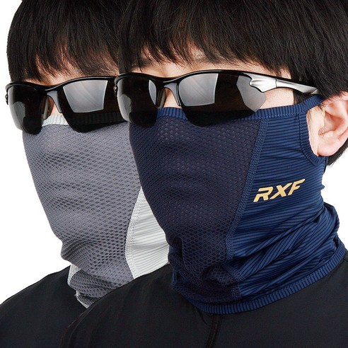 RXF MAX-7 1+1 여름 스포츠마스크 골프 등산 자전거마스크 얼굴햇빛가리개, 네이비+그레이, 2개