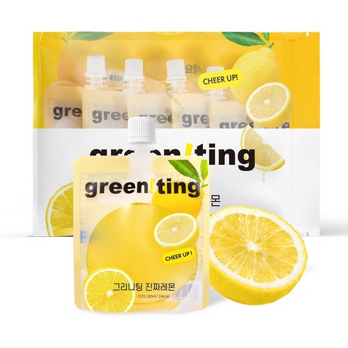 그리니팅 진짜레몬 비가열 유기농 100% 레몬즙, 80ml, 10개