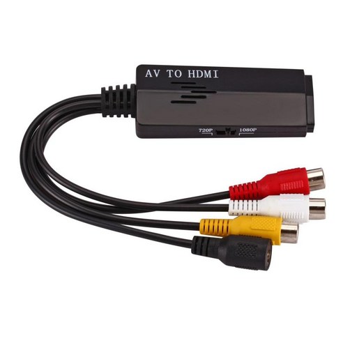 1PC 비디오 변환 장치 AV-HDMI USB 인터페이스 1080P 블랙 162Msps 게임 60Hz 720P 캡처 장치 프로젝터 DVD TV 모니터 용 소형, 짧은 줄, 2.76x0.98x0.47인치, 플라스틱