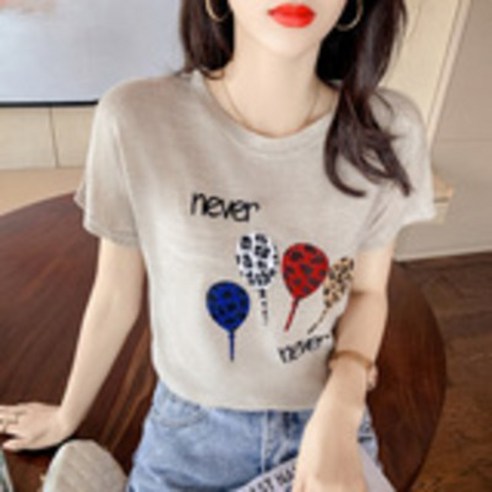 KORELAN 슈퍼히트cec 반팔 아이스 티셔츠 여성복 여름 인스타그램 디자인감 소녀 티셔츠
