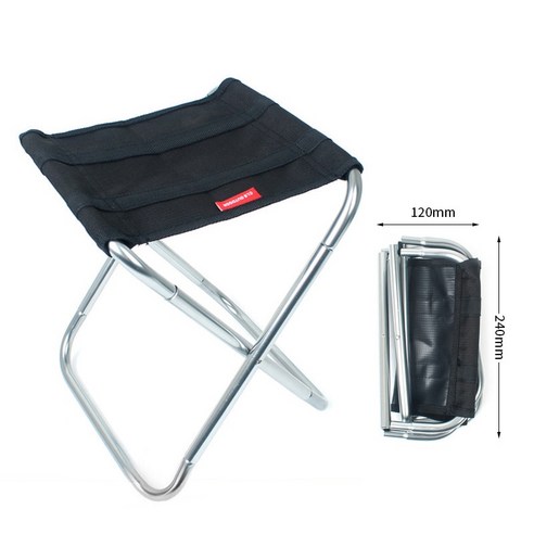 [SW] 야외 캠핑 휴대용 접이식 알루미늄 의자 낚시 의자 의자 좌석 하이킹 도구, 하나, Black S