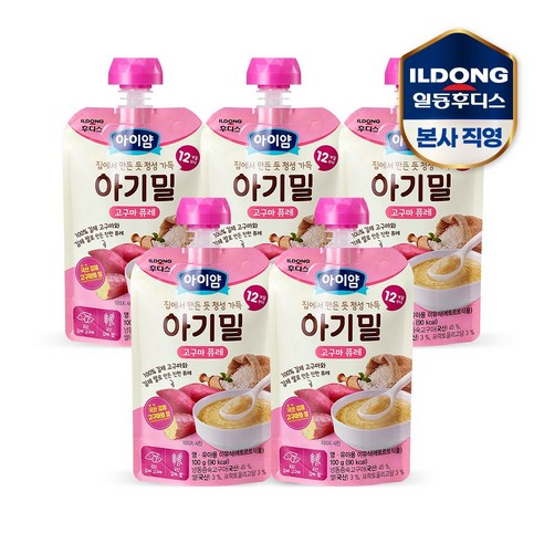 아이얌 아기밀 고구마 퓨레 맛 × 개당 중량 × 수량, 고구마 × 100g × 5개 섬네일