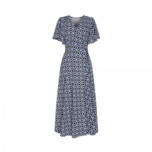 르샵 기하학 반팔 맥시 랩 원피스 SO3OP018