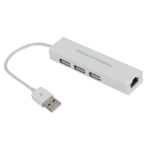YSSHOP USB-이더넷 네트워크 랜 어댑터 10/100Mbps 노트북 PC용 3 포트 허브