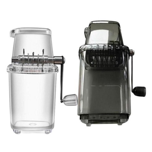 2pcs 휴대용 수동 얼음 분쇄기 핸드 헬드 스노우 콘 BPA 무료 홈 파티, 화이트+블랙, 설명한대로