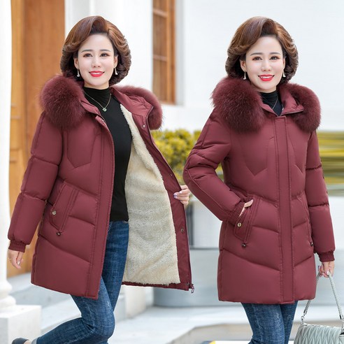 Mao빵 코트 코튼 패딩 자켓 어머니 의류 가을 겨울 코트 코튼 패딩 자켓 새로운 여성 원피스 드롭 배송