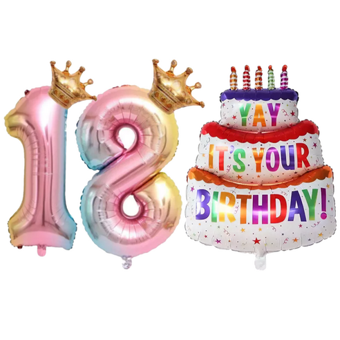 파파 파티 1m 케익 케이크 풍선 생일 파티, 1개, 케이크+왕관숫자18