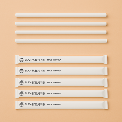 [개별포장] 에코윌 국내제조 환경부인증 친환경PLA빨대 7mm 21cm, 1개, 250개입
