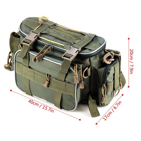 [XIG] 대용량 낚시 가방 방수 낚시 태클 스토리지 가방 케이스 야외 여행 숄더 가방 낚시 가방, 하나, 유형 B 육군 녹색