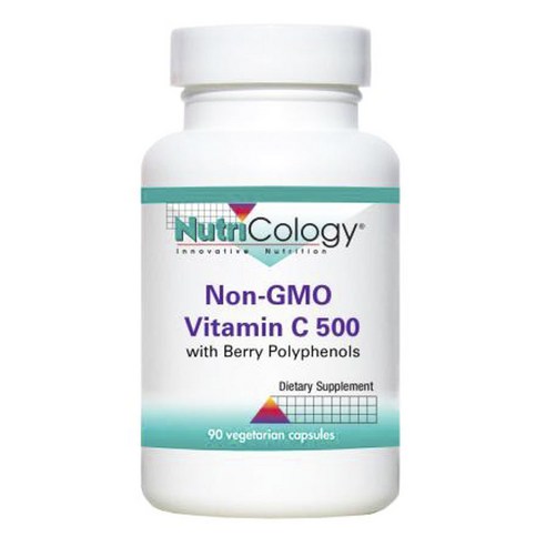 뉴트리콜로지 논-GMO 비타민 C 500 베리 폴리페놀 함유 베지테리안 캡슐, 90개입, 1개
