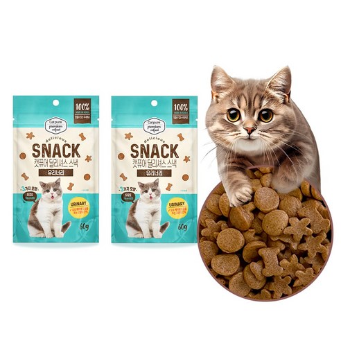 캣퓨어 고양이 딜리셔스 스낵 오랄 콤플렉스, 2개, 60g, 요로건강에 도움주는 - 유리너리