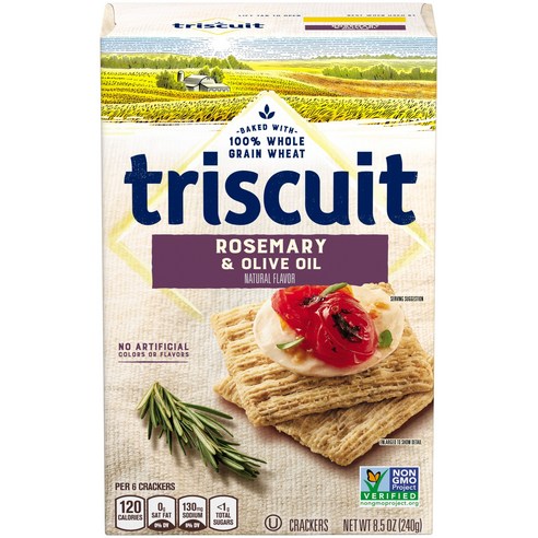 Triscuit 트리스킷 로즈마리 앤 올리브 오일 홀 그레인 위트 크래커 8.5oz(240g) 4팩, 240g, 1개