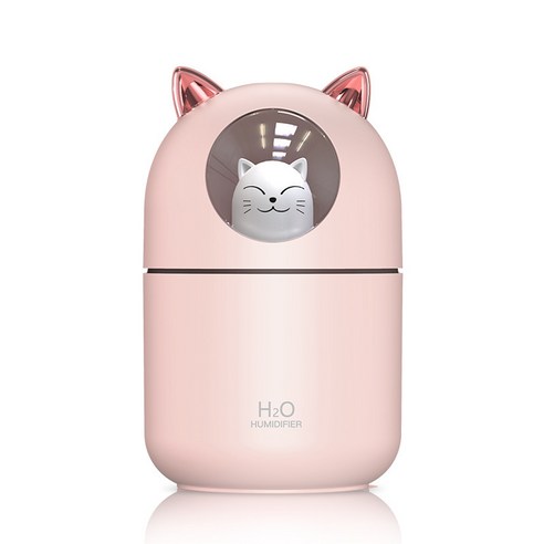 폭발성 USB 녹용 가습기 사무실 홈 미니 데스크탑 가습기 분무기 휴대용 자동차 모이스처 라이저, 귀여운 고양이 핑크, USB 플러그인