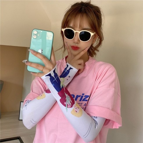DFMEI 아이스 슬리브 선 스크린 핸드 슬리브 암가드 여성용 슬리브 얇은 아이스 실크 여름 인, DFMEI노란머리난초소녀