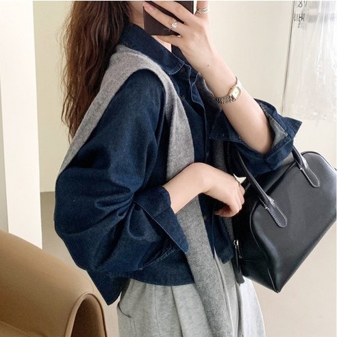 어깨 니트 숄 숏 가디건 숄더