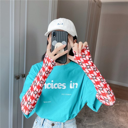 DFMEI 스마일 썸머 여자 아이스 슬리브 커버 암 선셋 캐릭터 드라이빙 인스 아이스 슬리브, DFMEI 번개 G(아이스)